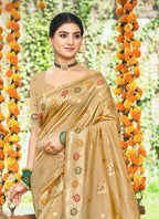 Sangam Prints Chiku Havy Assam Silk Saree With Meena Woven Work Traditional Saree - Distacart