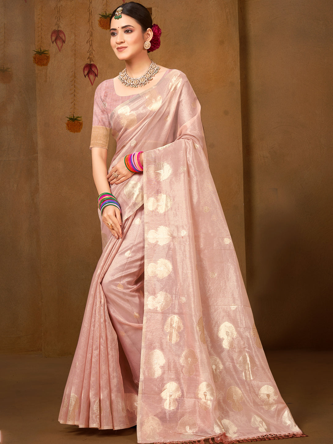 Sangam Prints Purple Munga Kota Woven Work Traditional Saree - Distacart