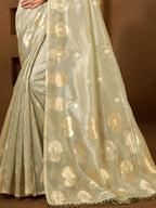 Sangam Prints Grey Munga Kota Woven Work Traditional Saree - Distacart