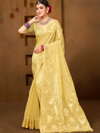 Sangam Prints Yellow Munga Kota Woven Work Traditional Saree - Distacart