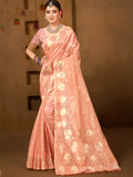 Sangam Prints Peach Munga Kota Woven Work Traditional Saree - Distacart