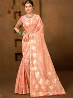 Sangam Prints Peach Munga Kota Woven Work Traditional Saree - Distacart