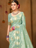 Sangam Prints Sea Green Munga Kota Woven Work Traditional Saree - Distacart