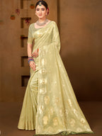 Sangam Prints Olive Green Munga Kota Woven Work Traditional Saree - Distacart
