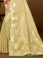 Sangam Prints Olive Green Munga Kota Woven Work Traditional Saree - Distacart