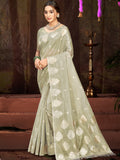 Sangam Prints Grey Munga Kota Woven Work Traditional Saree - Distacart