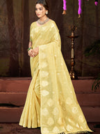 Sangam Prints Yellow Munga Kota Woven Work Traditional Saree - Distacart