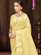 Sangam Prints Yellow Munga Kota Woven Work Traditional Saree - Distacart