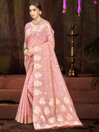 Sangam Prints Pink Munga Kota Woven Work Traditional Saree - Distacart