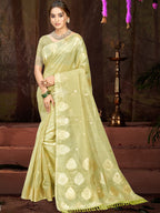 Sangam Prints Olive Green Munga Kota Woven Work Traditional Saree - Distacart