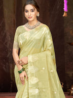 Sangam Prints Olive Green Munga Kota Woven Work Traditional Saree - Distacart