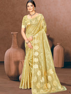Sangam Prints Golden Munga Kota Woven Work Traditional Saree - Distacart