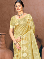 Sangam Prints Golden Munga Kota Woven Work Traditional Saree - Distacart