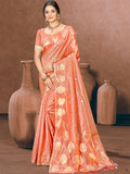 Sangam Prints Peach Munga Kota Woven Work Traditional Saree - Distacart