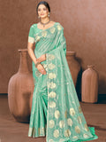 Sangam Prints Sea Green Munga Kota Woven Work Traditional Saree - Distacart