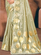 Sangam Prints Grey Munga Kota Woven Work Traditional Saree - Distacart