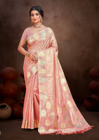 Sangam Prints Peach Munga Kota Woven Work Traditional Saree - Distacart