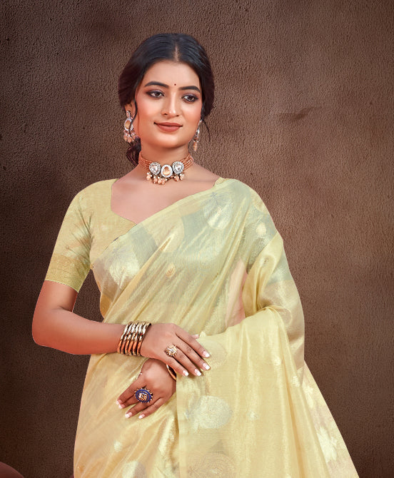 Sangam Prints Golden Munga Kota Woven Work Traditional Saree - Distacart