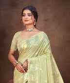 Sangam Prints Olive Green Munga Kota Woven Work Traditional Saree - Distacart