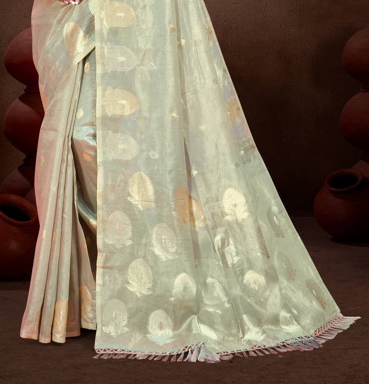 Sangam Prints Grey Munga Kota Woven Work Traditional Saree - Distacart