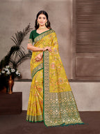 Sangam Prints Mustard Cotton Silk With Meena Woven Work Traditional Saree - Distacart