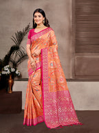Sangam Prints Orange  Cotton Silk With Meena Woven Work Traditional Saree - Distacart