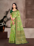 Sangam Prints Light Green Cotton Silk With Meena Woven Work Traditional Saree - Distacart