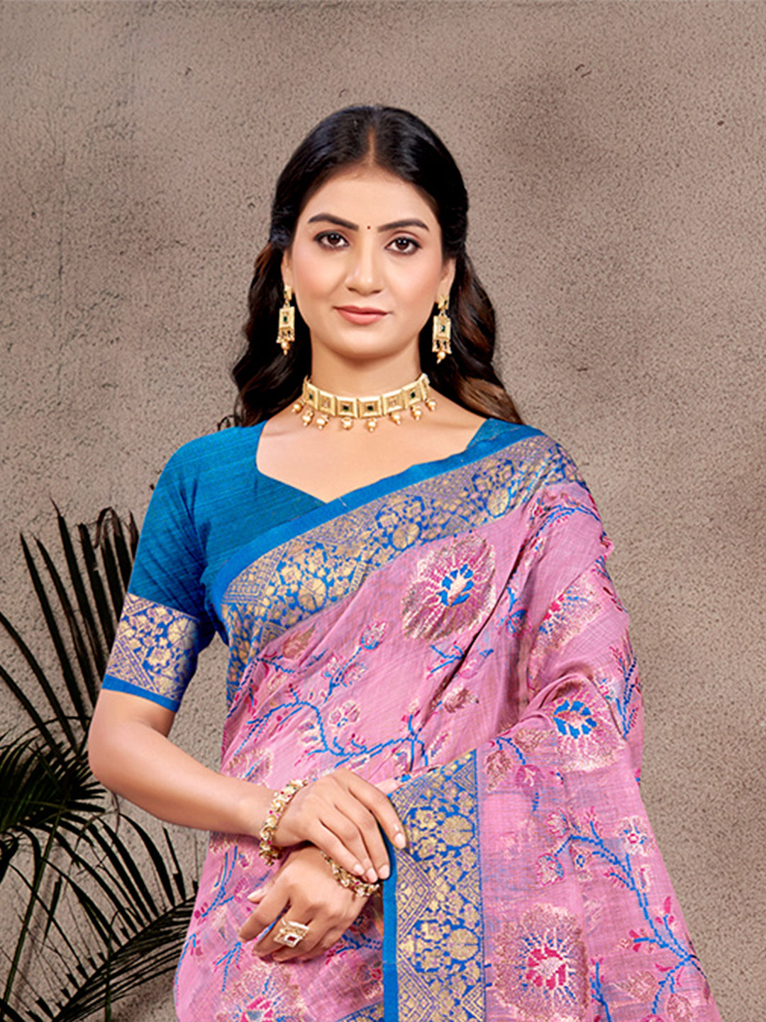 Sangam Prints Light Pink Cotton Silk With Meena Woven Work Traditional Saree - Distacart