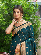 Sangam Prints Teal Blue Silk Woven Work Traditional Saree - Distacart