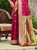 Sangam Prints Pink Silk Woven Work Traditional Saree - Distacart
