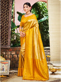 Sangam Prints Yellow Kanjivaram Silk Woven Work Traditional Saree - Distacart