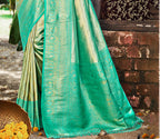 Sangam Prints Sea Green Kanjivaram Silk Woven Work Traditional Saree - Distacart