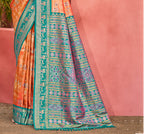 Sangam Prints Light Orange Kanjivaram Silk Woven Work Traditional Saree - Distacart