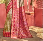 Sangam Prints Olive Green Kanjivaram Silk Woven Work Traditional Saree - Distacart