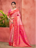 Sangam Prints Pink Kanjivaram Silk Woven Work Traditional Saree - Distacart