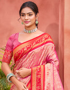 Sangam Prints Pink Kanjivaram Silk Woven Work Traditional Saree - Distacart