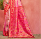 Sangam Prints Pink Kanjivaram Silk Woven Work Traditional Saree - Distacart