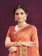Sangam Prints Dark Peach Cotton Silk With Meena Woven Work Traditional Saree - Distacart