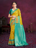 Sangam Prints Yellow Cotton Silk With Meena Woven Work Traditional Saree - Distacart