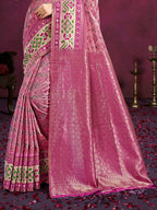 Sangam Prints Light Pink Cotton Silk With Meena Woven Work Traditional Saree - Distacart