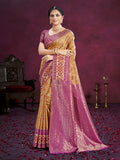 Sangam Prints Beige Cotton Silk With Meena Woven Work Traditional Saree - Distacart