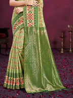 Sangam Prints Light Green Cotton Silk With Meena Woven Work Traditional Saree - Distacart