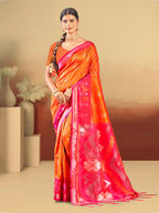 Sangam Prints Orange Silk Woven Work Traditional Saree - Distacart