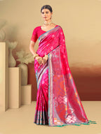 Sangam Prints Pink Silk Woven Work Traditional Saree - Distacart