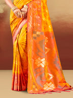 Sangam Prints Yellow Silk Woven Work Traditional Saree - Distacart
