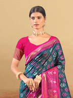 Sangam Prints Teal Silk Woven Work Traditional Saree - Distacart