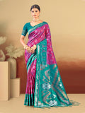 Sangam Prints Magenta  Silk Woven Work Traditional Saree - Distacart