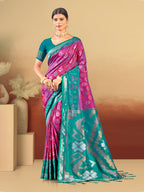 Sangam Prints Magenta  Silk Woven Work Traditional Saree - Distacart