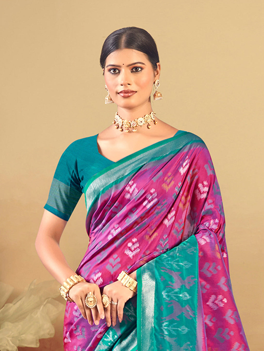 Sangam Prints Magenta  Silk Woven Work Traditional Saree - Distacart