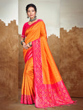 Sangam Prints Orange  Silk Woven Work Traditional Saree - Distacart